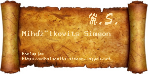 Mihálkovits Simeon névjegykártya